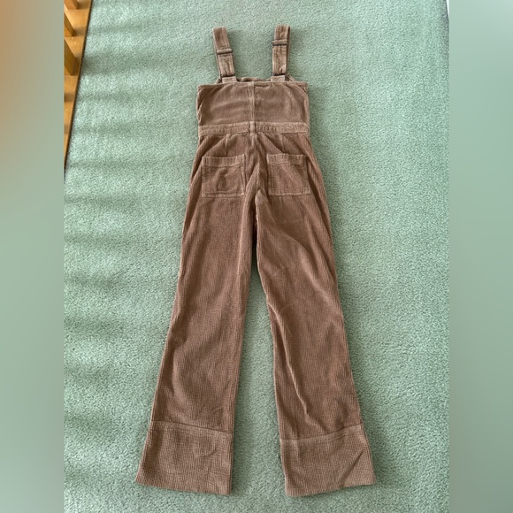 AERIE Tan Corduroy Kick Flare Bottom Bib Overalls Jumpsuit size XS - Picture 11 of 11